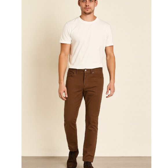 Lululemon Pants Mens 28 Brown Slim Stretch Casual Ankle Five Pocket Logo - Picture 1 of 5